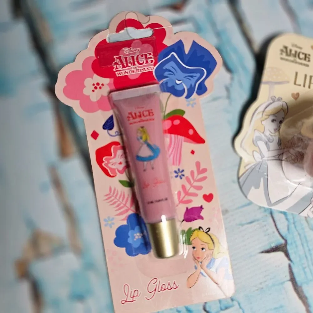 Disney Alice in Wonderland Lip Gloss & Mushroom Lip Balm Set NEW Vanilla Gift